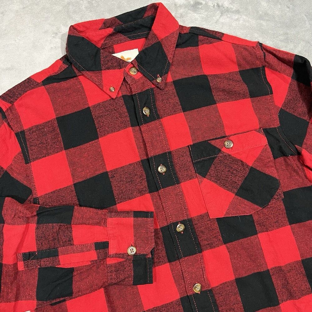 Field & Stream Buffalo Check Flannel Shirt Mens Small‎ Red Plaid Lumberjack